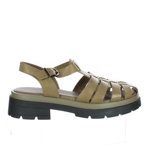 Free People Delaney Fisherman Platforms in Sand (Olive Green). Size 36.